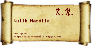 Kulik Natália névjegykártya